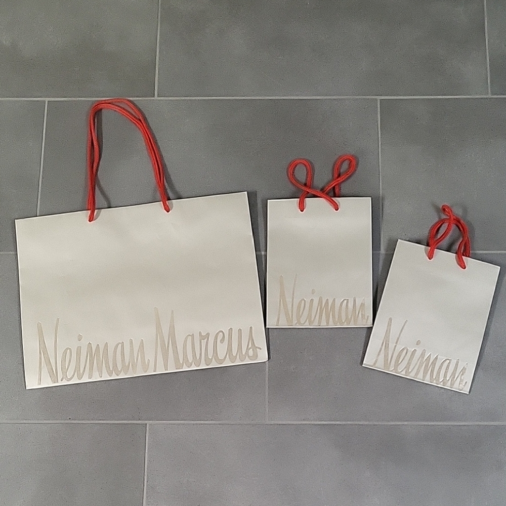 Neiman Marcus Silver and Red Tote Bag